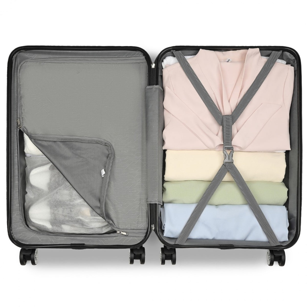 K1871-1L - Kono ABS 24 Inch Sculpted Horizontal Design Suitcase