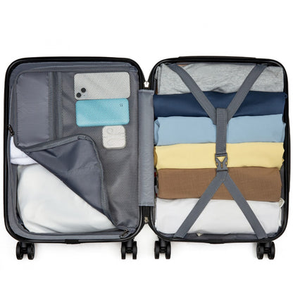 Kono 20" KSK2494 - Cabin Size Minimalist Hard Shell ABS+PC Carry-On Suitcase with TSA Lock 360° Spinner Wheels - Blue