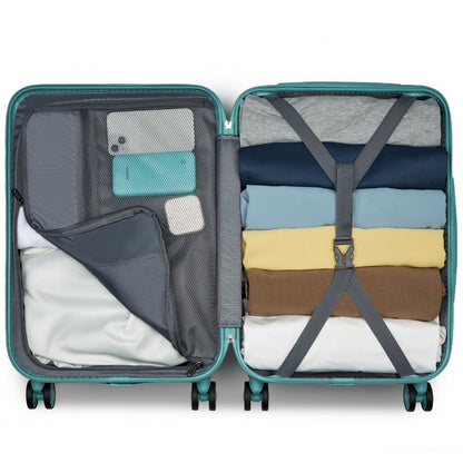 Kono 20" KSK2494 - Cabin Size Minimalist Hard Shell ABS+PC Carry-On Suitcase with TSA Lock 360° Spinner Wheels - Blue
