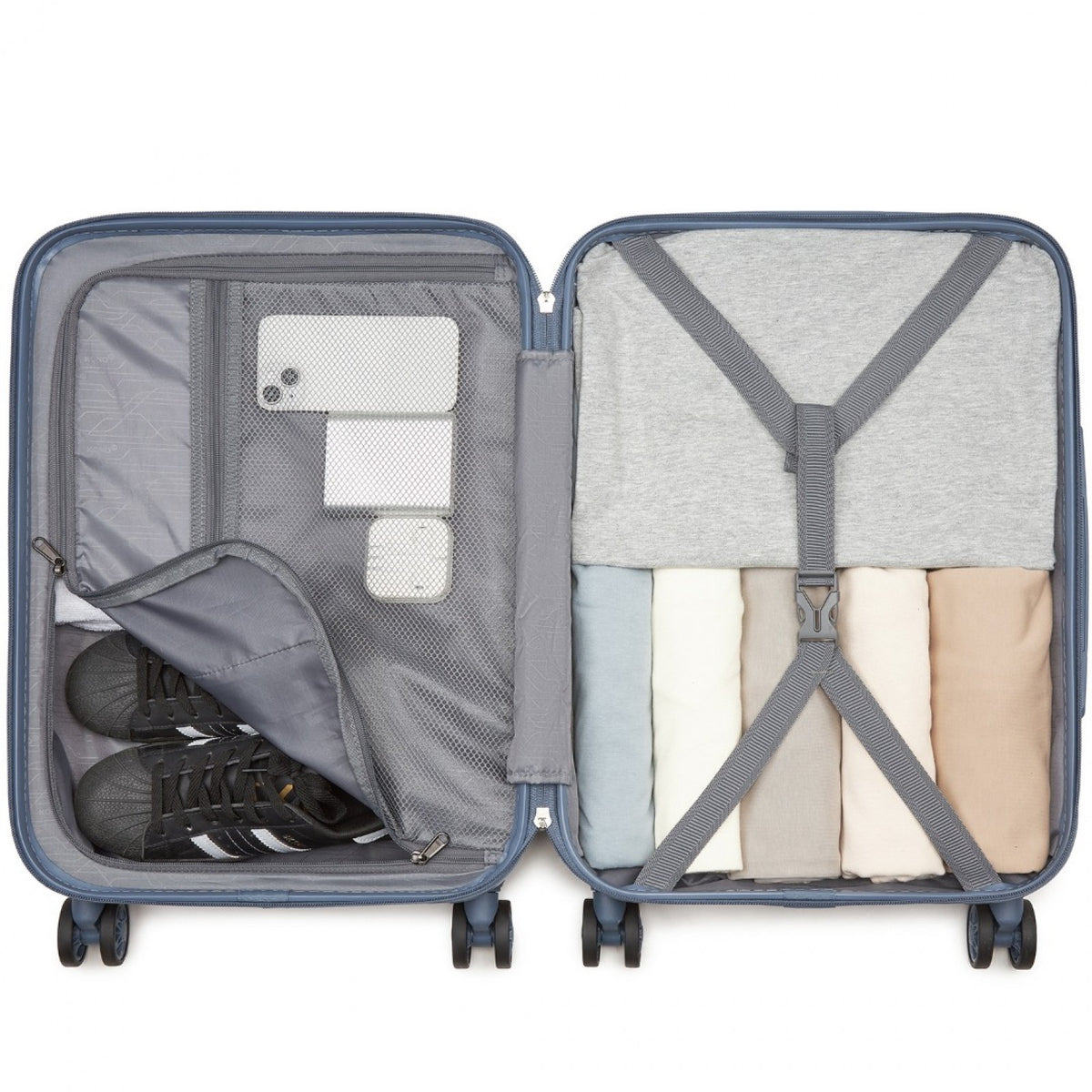Kono 20" KSK2494 - Cabin Size Minimalist Hard Shell ABS+PC Carry-On Suitcase with TSA Lock 360° Spinner Wheels - Blue
