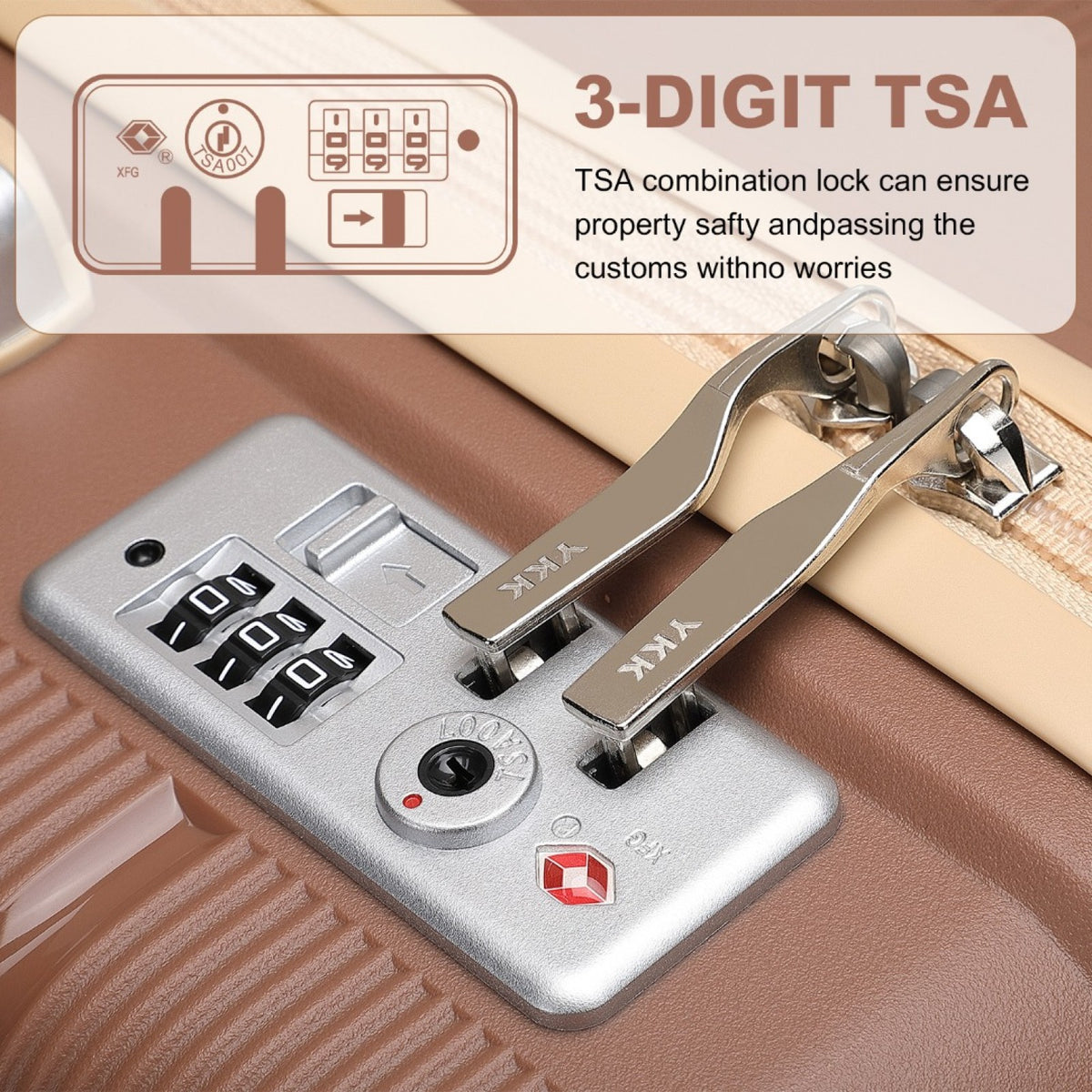British Traveller K2392L - 3 Pcs Multi-Texture Polypropylene Hard Shell Suitcase With TSA Lock
