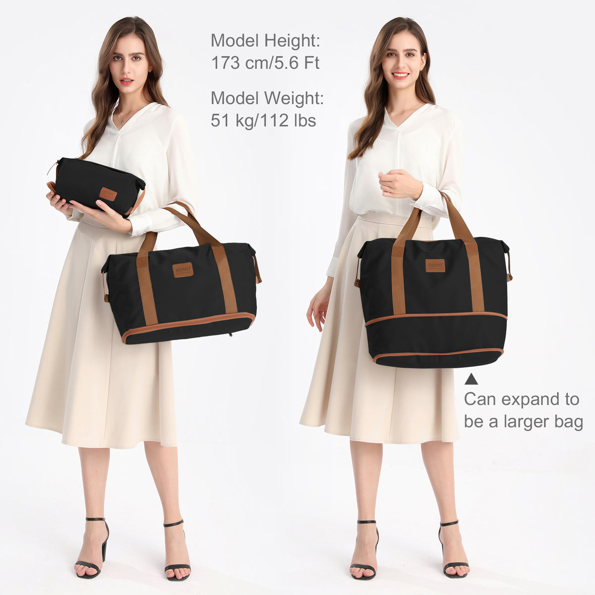 KSK2592+EA2212 - Kono 3‑Piece ABS+PC Suitcase Set with Travel Bag & Toiletry Pouch