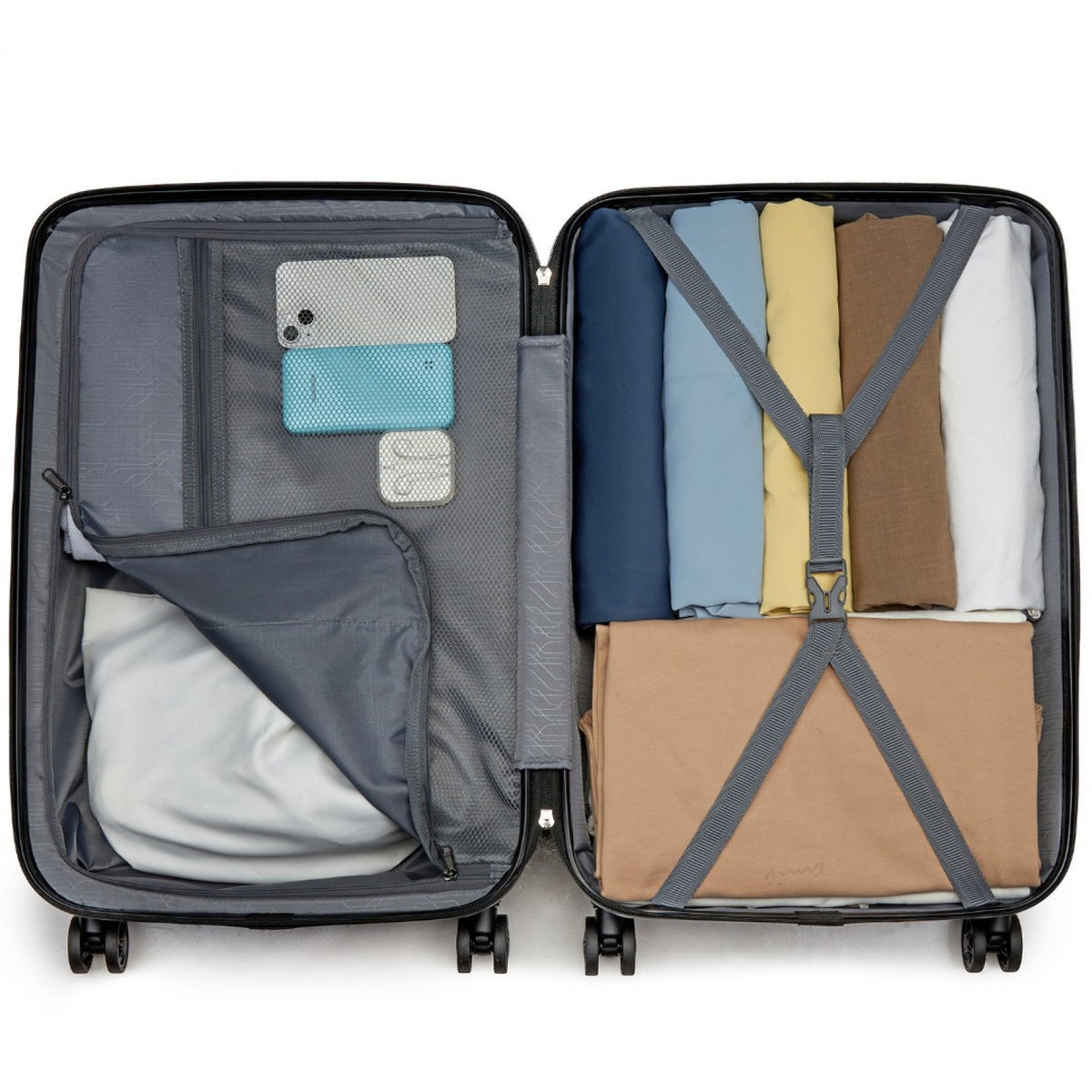 KSK2494 - Kono 28 Inch Minimalist Hard Shell ABS+PC Check-In Suitcase with TSA Lock 360° Spinner Wheels - Black