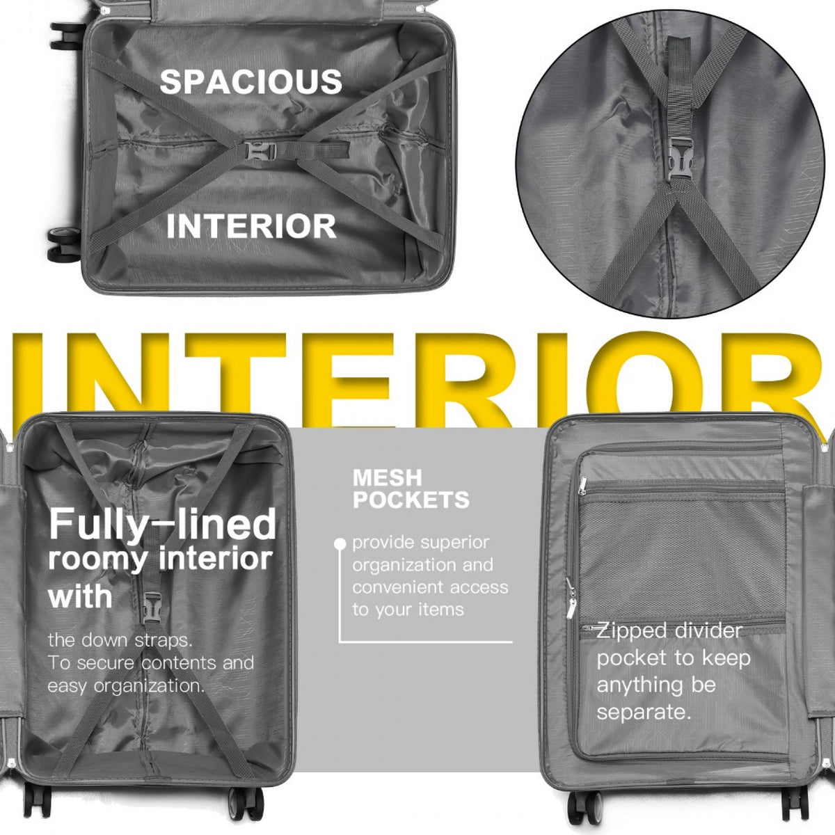 British Traveller K2392L - 3 Pcs Multi-Texture Polypropylene Hard Shell Suitcase With TSA Lock