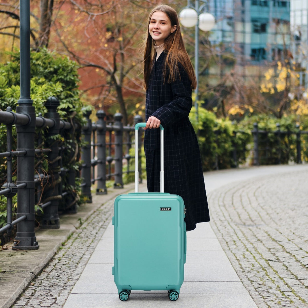 Kono 20" KSK2494 - Cabin Size Minimalist Hard Shell ABS+PC Carry-On Suitcase with TSA Lock 360° Spinner Wheels - Blue