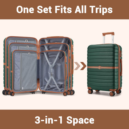 KSK2592+EA2212 - Kono 3‑Piece ABS+PC Suitcase Set with Travel Bag & Toiletry Pouch