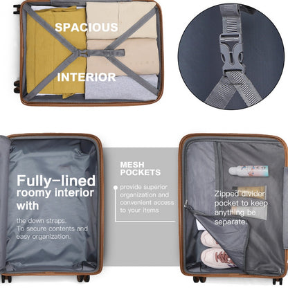Kono 24" K2092L - Bright Hard Shell PP Suitcase - Classic Collection