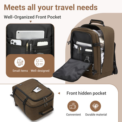 BPK2551 - Kono Flexible Cabin Backpack 30×20×40-Fits 15.6" Laptop, Clamshell Access-Great for Holidays, Work Trips & Commuting