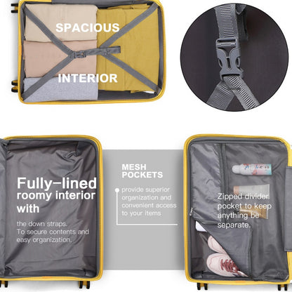 Kono 24" K2092L - Bright Hard Shell PP Suitcase - Classic Collection