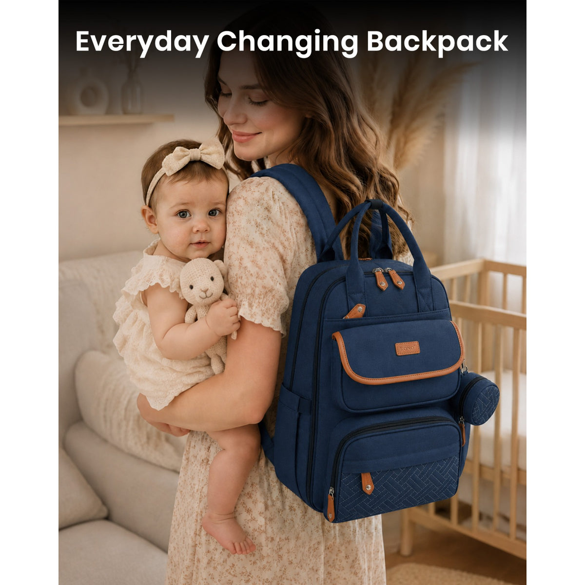 BCK2615 - Kono 3-in-1 Mummy Nappy Backpack Set with Changing Mat & Insulated Pacifier Pouch