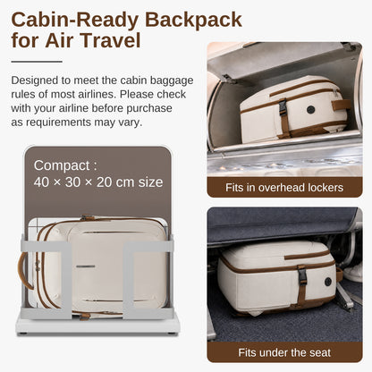 BPK2602- Kono Cabin Approved Carry On Backpack 40×30×20cm, Water Resistant 15.6 Inch Laptop Travel Rucksack with Dry-wet Separation Pouch