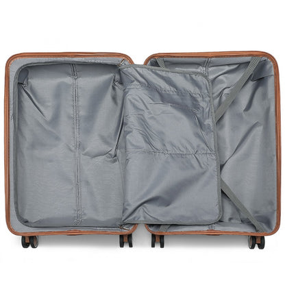 British Traveller K2392L - 3 Pcs Multi-Texture Polypropylene Hard Shell Suitcase With TSA Lock