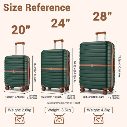 KSK2592+EA2212 - Kono 3‑Piece ABS+PC Suitcase Set with Travel Bag & Toiletry Pouch