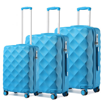 British Traveller K2395L - Ultralight ABS And Polycarbonate Bumpy Diamond 3 Pcs Luggage Set With TSA Lock