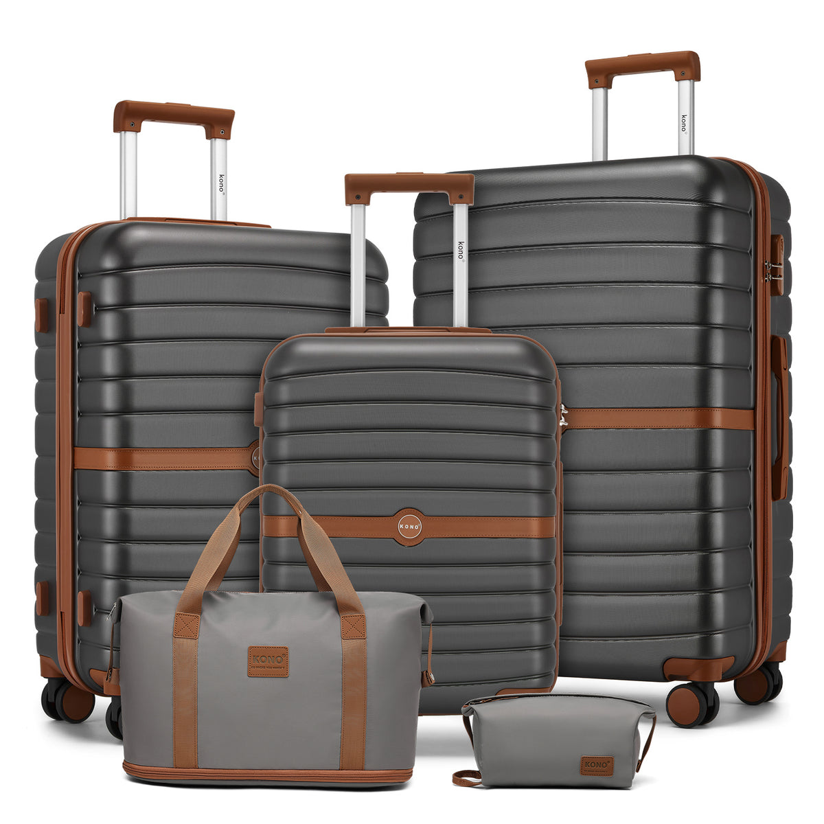 KSK2592+EA2212 - Kono 3‑Piece ABS+PC Suitcase Set with Travel Bag & Toiletry Pouch