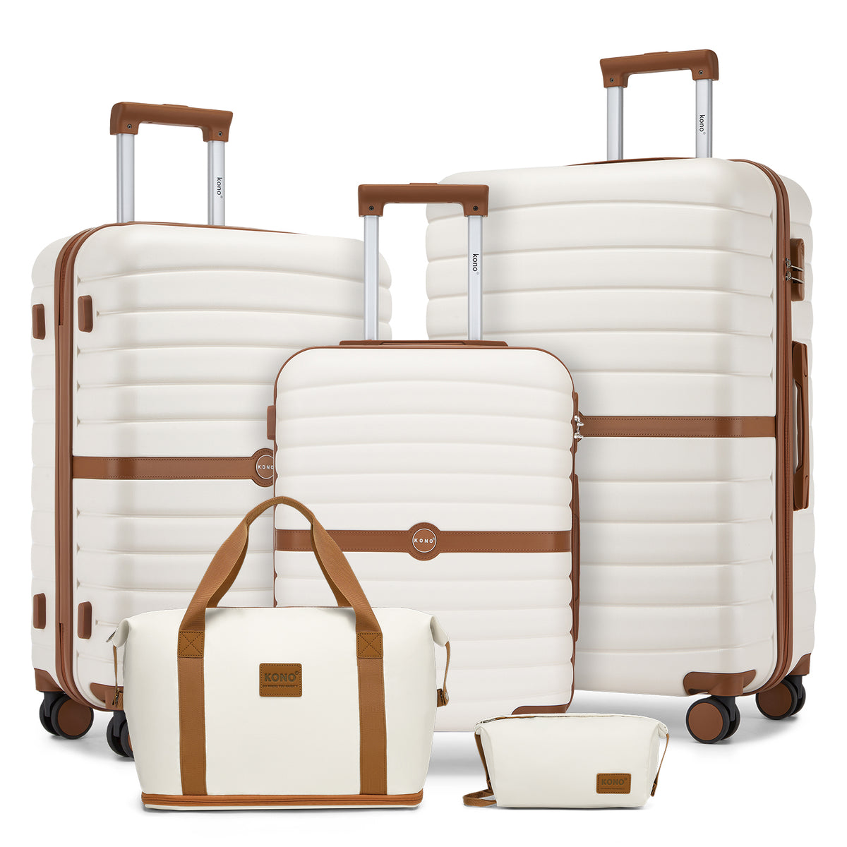 KSK2592+EA2212 - Kono 3‑Piece ABS+PC Suitcase Set with Travel Bag & Toiletry Pouch