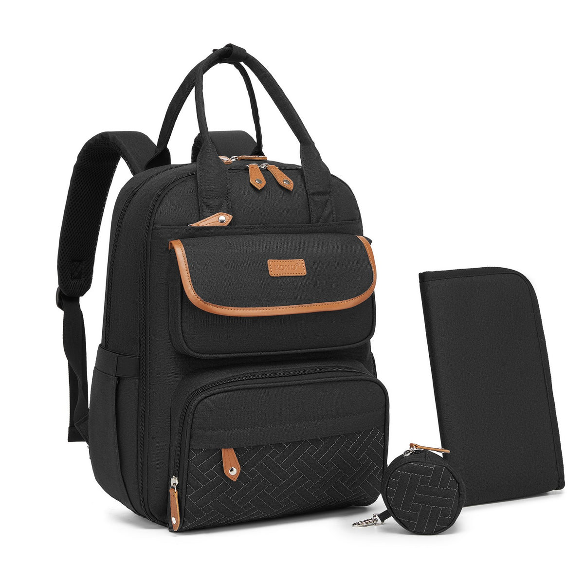 BCK2615 - Kono 3-in-1 Mummy Nappy Backpack Set with Changing Mat & Insulated Pacifier Pouch