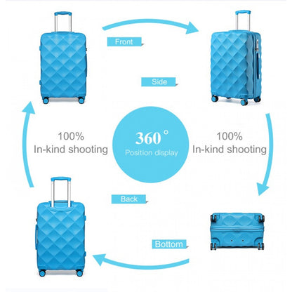 British Traveller K2395L - Ultralight ABS And Polycarbonate Bumpy Diamond 3 Pcs Luggage Set With TSA Lock