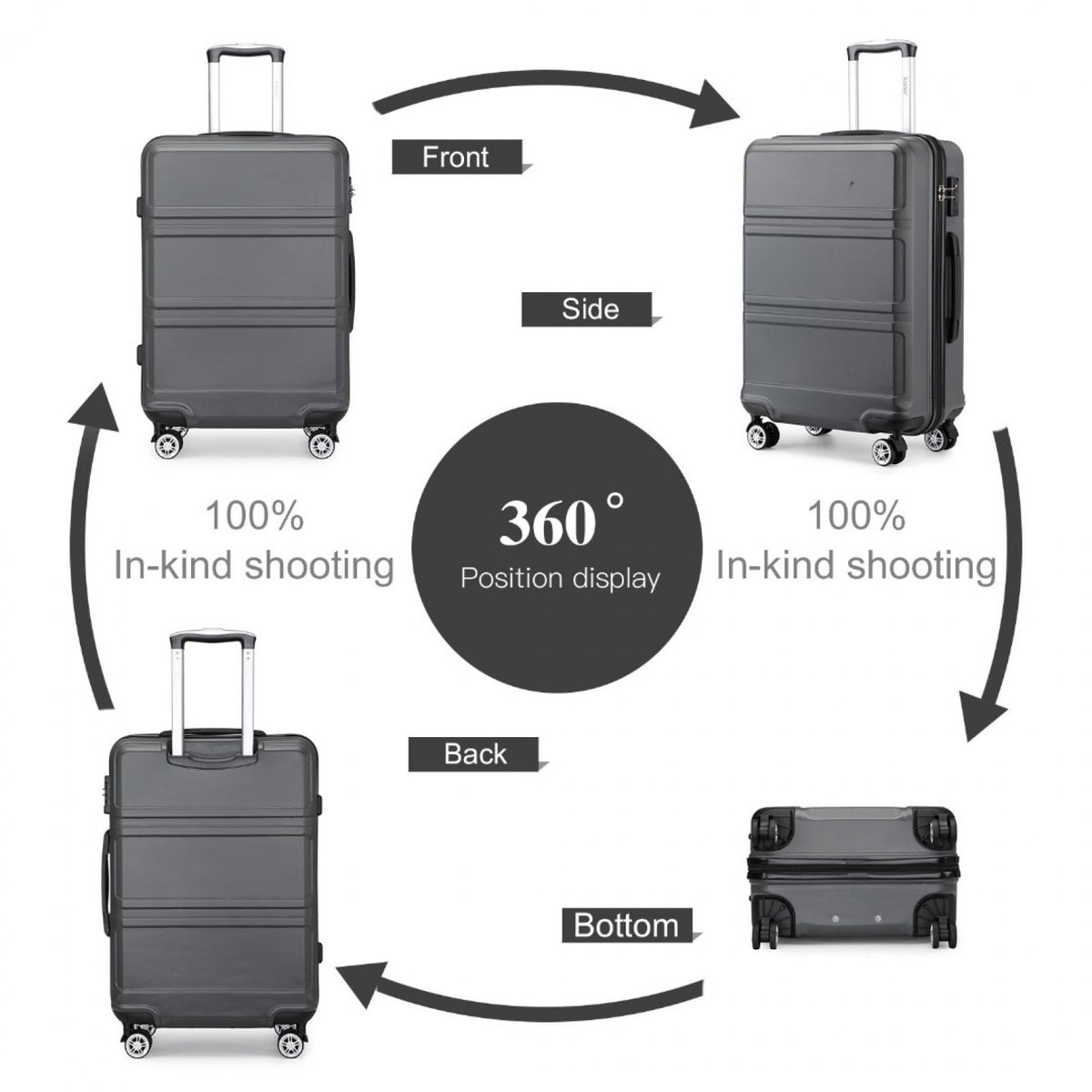 K1871-1L - Kono ABS 24 Inch Sculpted Horizontal Design Suitcase