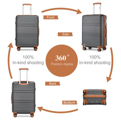 K1871-1L - Kono ABS 24 Inch Sculpted Horizontal Design Suitcase