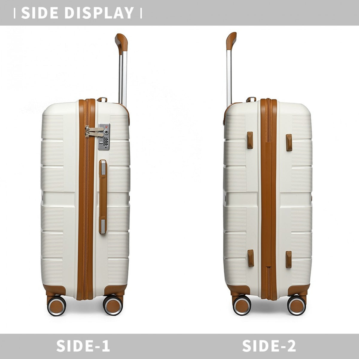 British Traveller K2392L - 3 Pcs Multi-Texture Polypropylene Hard Shell Suitcase With TSA Lock