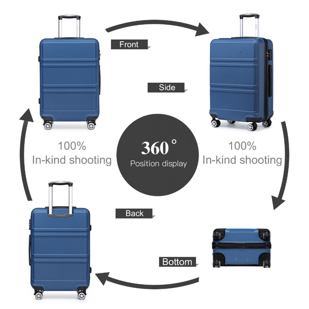 K1871-1L - Kono ABS 24 Inch Sculpted Horizontal Design Suitcase