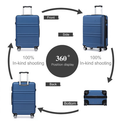 K1871-1L - Kono ABS 24 Inch Sculpted Horizontal Design Suitcase
