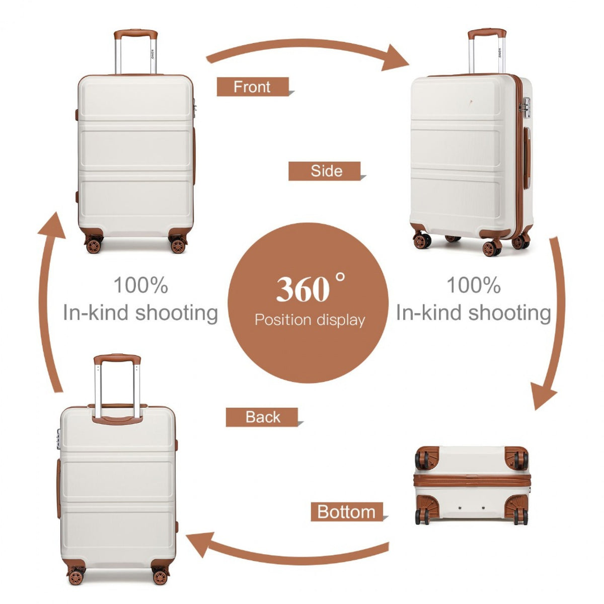 K1871-1L - Kono ABS 24 Inch Sculpted Horizontal Design Suitcase