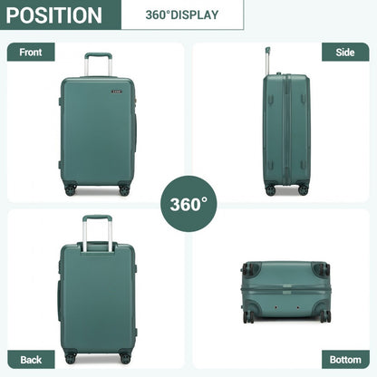 KSK2494 - Kono 28 Inch Minimalist Hard Shell ABS+PC Check-In Suitcase with TSA Lock 360° Spinner Wheels - Black