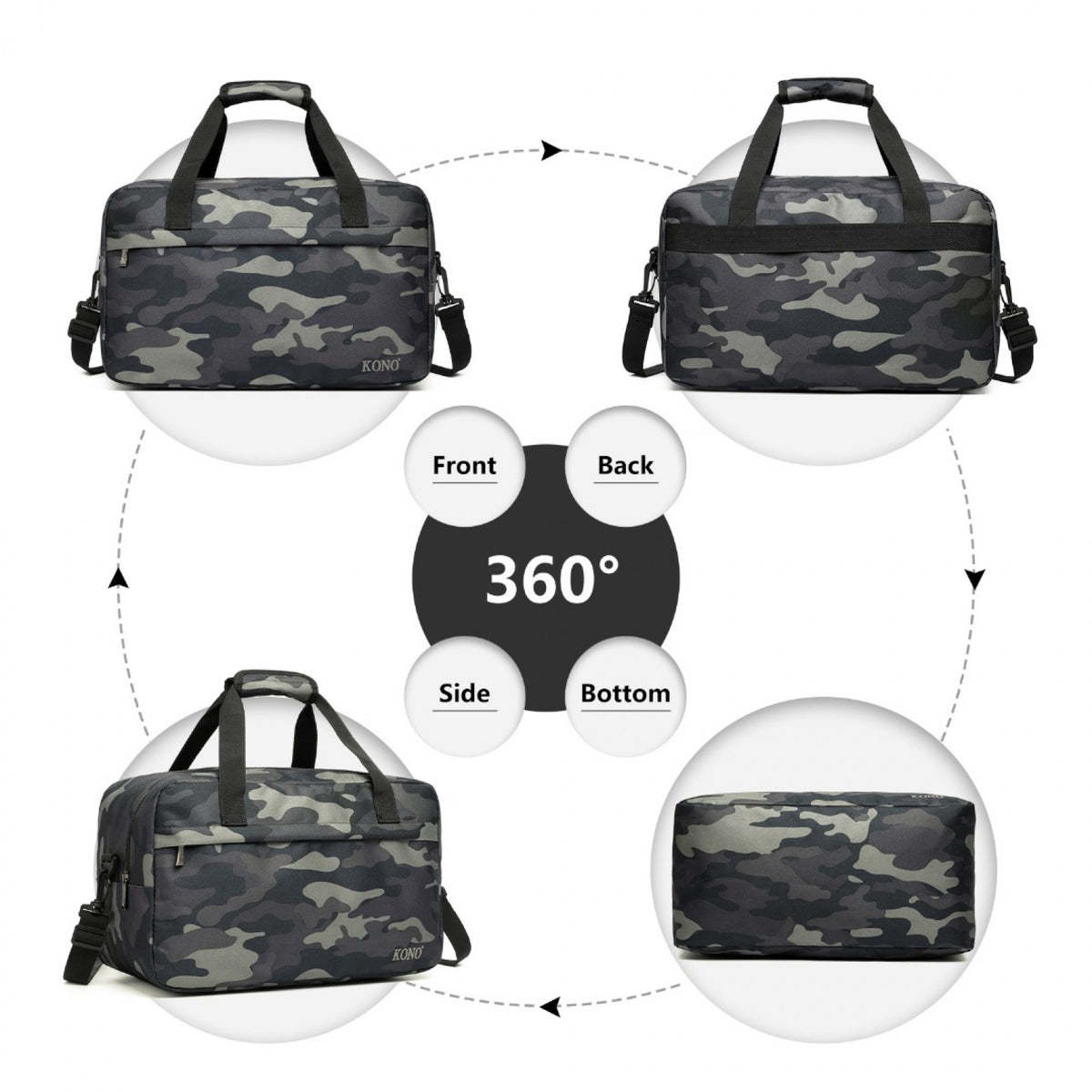 E1960M - Kono Lightweight Multi Purpose Unisex Sports Travel Duffel Bag