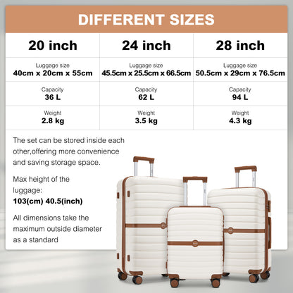 KSK2592+EA2212 - Kono 3‑Piece ABS+PC Suitcase Set with Travel Bag & Toiletry Pouch