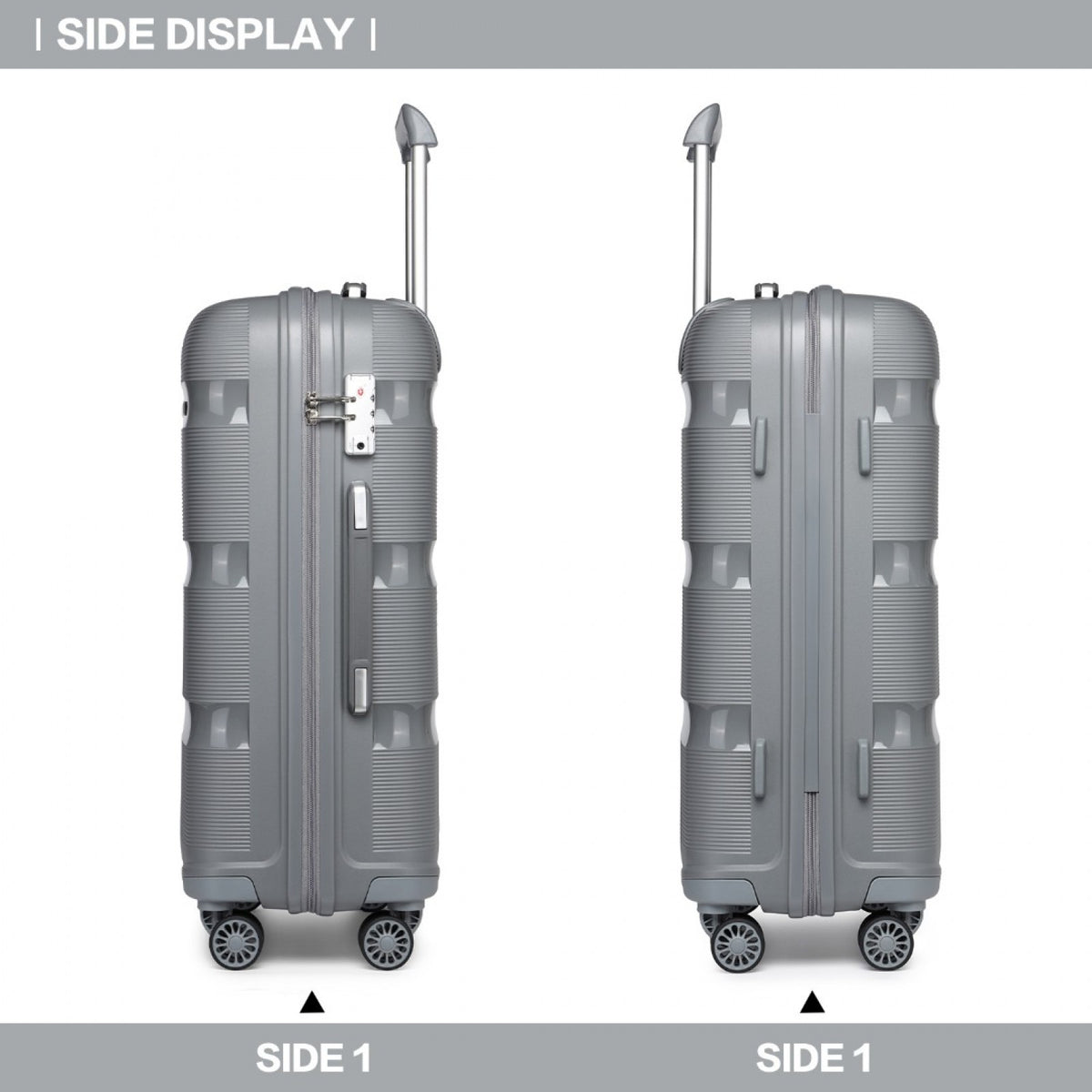 Kono 24" K2092L - Bright Hard Shell PP Suitcase - Classic Collection