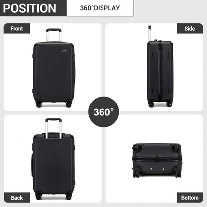 KSK2494 - Kono 28 Inch Minimalist Hard Shell ABS+PC Check-In Suitcase with TSA Lock 360° Spinner Wheels - Black
