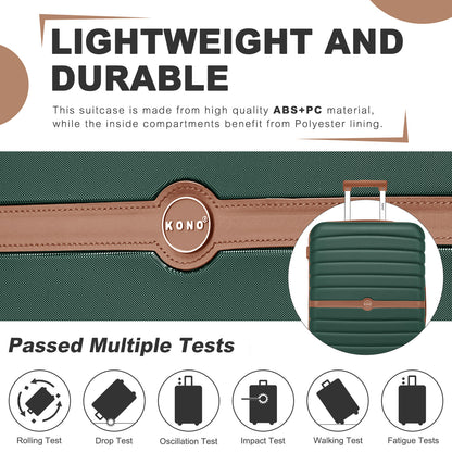 KSK2592+EA2212 - Kono 3‑Piece ABS+PC Suitcase Set with Travel Bag & Toiletry Pouch