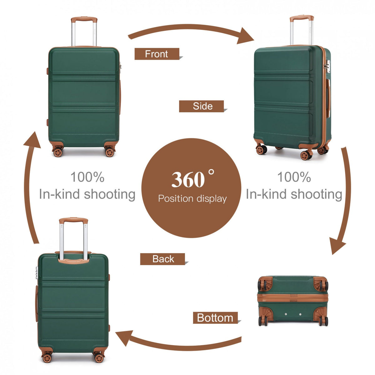 K1871-1L - Kono ABS 24 Inch Sculpted Horizontal Design Suitcase