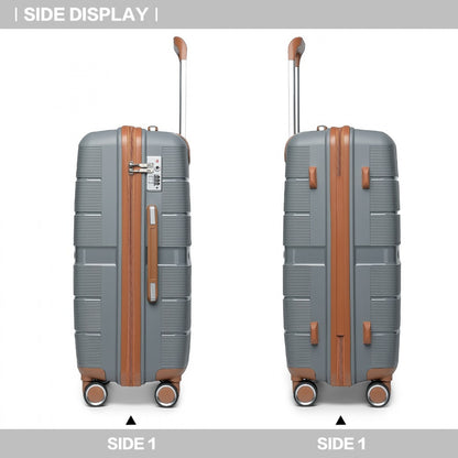 British Traveller K2392L - 3 Pcs Multi-Texture Polypropylene Hard Shell Suitcase With TSA Lock