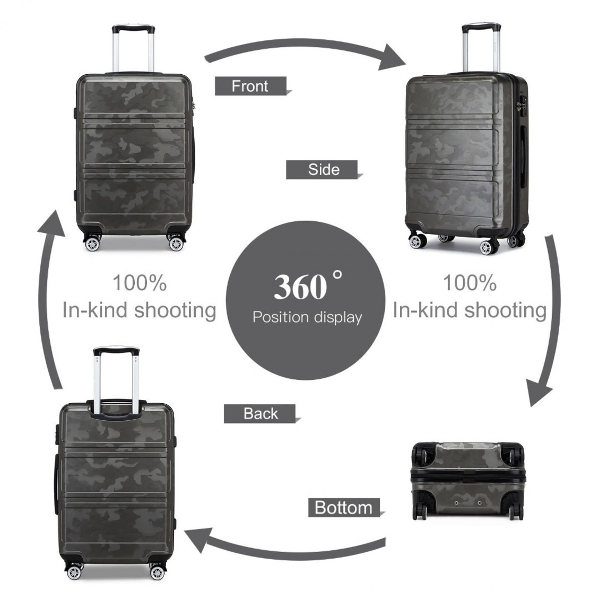 K1871-1L - Kono ABS 24 Inch Sculpted Horizontal Design Suitcase