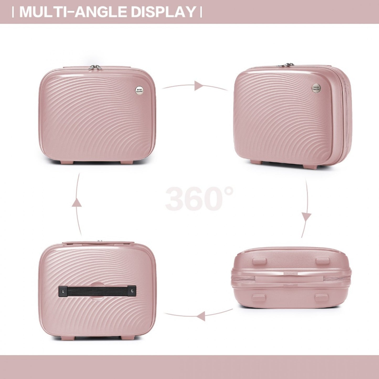 British Traveller K2393L - 4 Pcs Set Spinner Hard Shell PP Suitcase With TSA Lock And Vanity Case