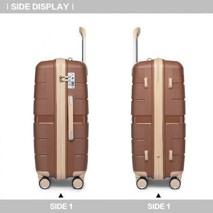 British Traveller K2392L - 3 Pcs Multi-Texture Polypropylene Hard Shell Suitcase With TSA Lock
