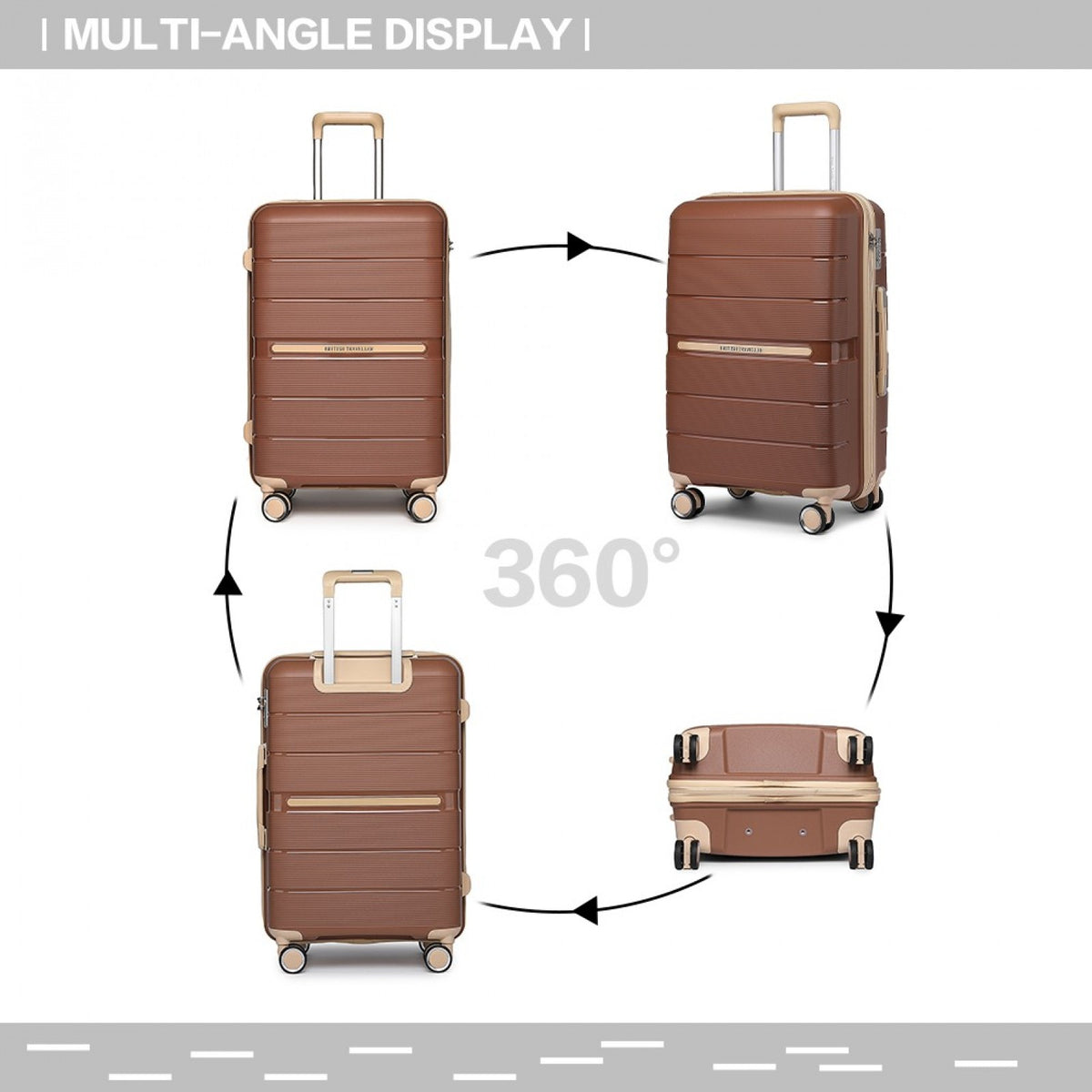 British Traveller K2392L - 3 Pcs Multi-Texture Polypropylene Hard Shell Suitcase With TSA Lock