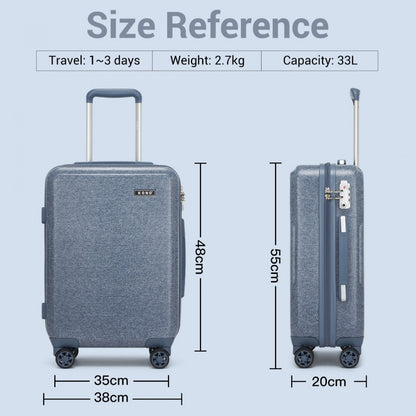 Kono 20" KSK2494 - Cabin Size Minimalist Hard Shell ABS+PC Carry-On Suitcase with TSA Lock 360° Spinner Wheels - Blue