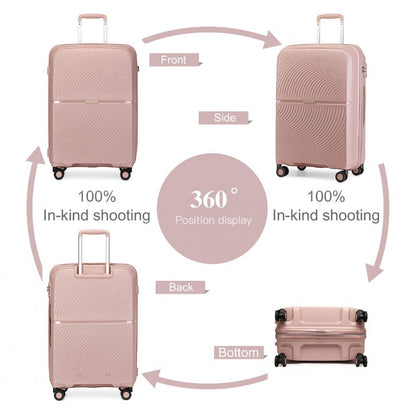 British Traveller K2393L - 4 Pcs Set Spinner Hard Shell PP Suitcase With TSA Lock And Vanity Case