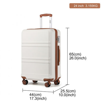 K1871-1L - Kono ABS 24 Inch Sculpted Horizontal Design Suitcase