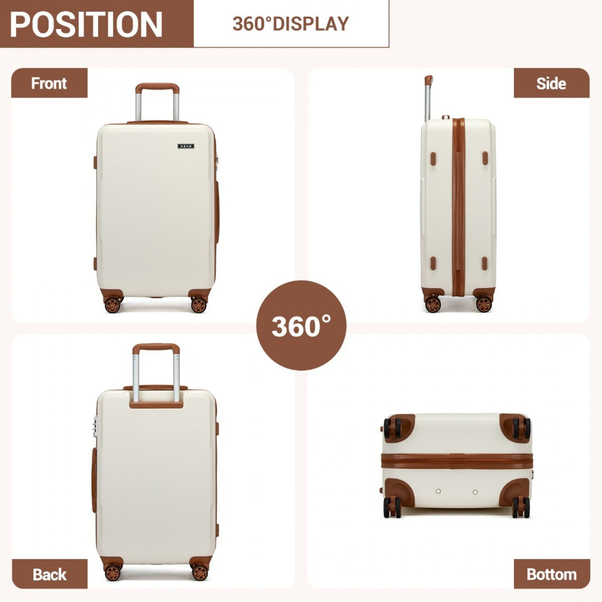 KSK2494 - Kono 24 Inch Minimalist Hard Shell ABS+PC Check-In Suitcase with TSA Lock 360° Spinner Wheels