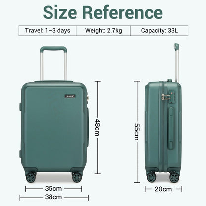 Kono 20" KSK2494 - Cabin Size Minimalist Hard Shell ABS+PC Carry-On Suitcase with TSA Lock 360° Spinner Wheels - Blue