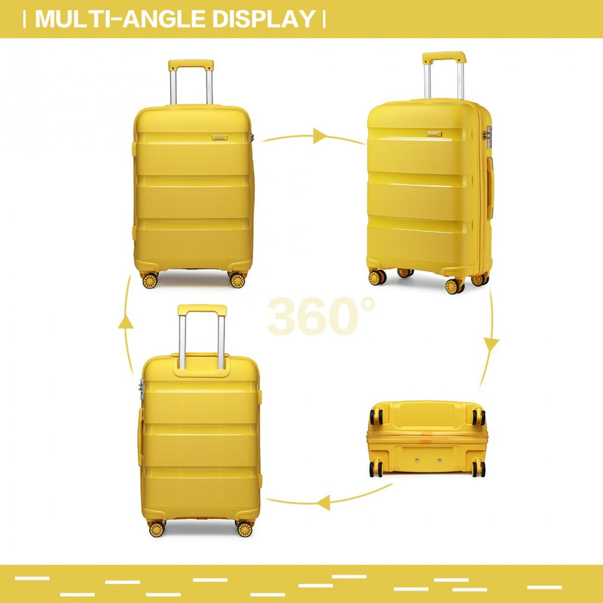 Kono 24" K2092L - Bright Hard Shell PP Suitcase - Classic Collection