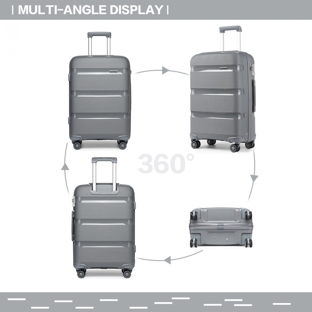 Kono 24" K2092L - Bright Hard Shell PP Suitcase - Classic Collection