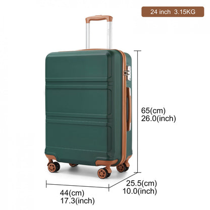 K1871-1L - Kono ABS 24 Inch Sculpted Horizontal Design Suitcase