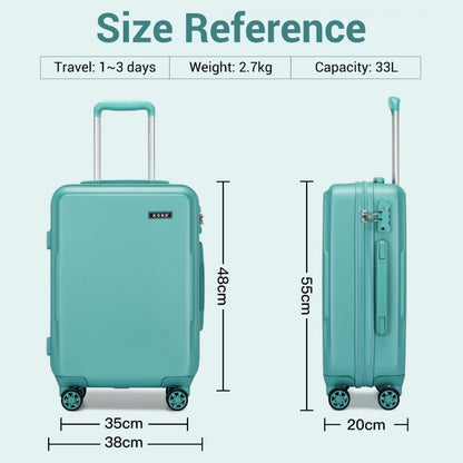 Kono 20" KSK2494 - Cabin Size Minimalist Hard Shell ABS+PC Carry-On Suitcase with TSA Lock 360° Spinner Wheels - Blue
