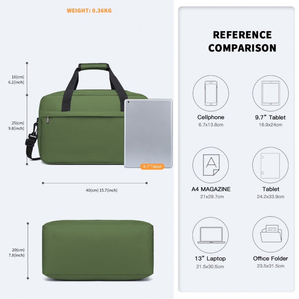 E1960M - Kono Lightweight Multi Purpose Unisex Sports Travel Duffel Bag